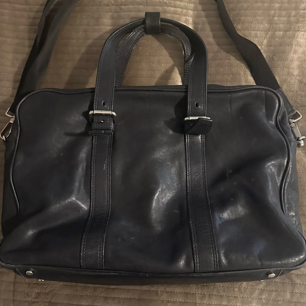 Cole Haan Black Leather Laptop Convertible Bag